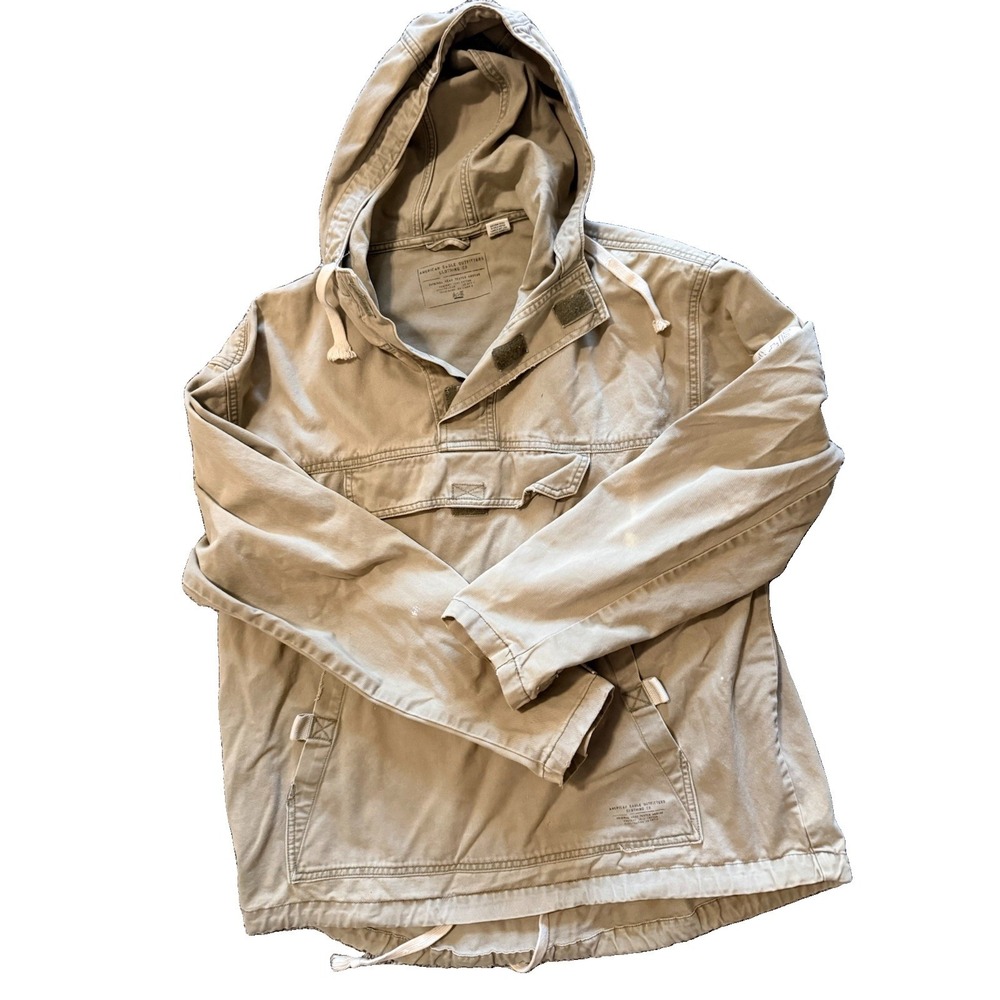 American Eagle Pullover Jacket Womens Medium Hooded Anorak Pocket VTg Pls Read